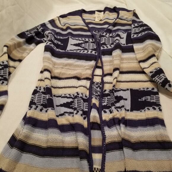 Womens M Billabong Cardigan Duster Sweater Blue Gray Long Open Front - Picture 3 of 8